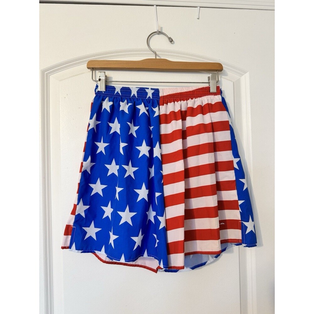 BOA Men 1 Elite Split Short USA Flag Medium Lined Patriotic Swim Running
